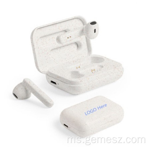 Earbud TWS Tanpa wayar Jerami Gandum Ramah Lingkungan